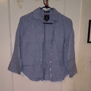 Faconnable | 100% Linen Light Blue Button Down Shirt